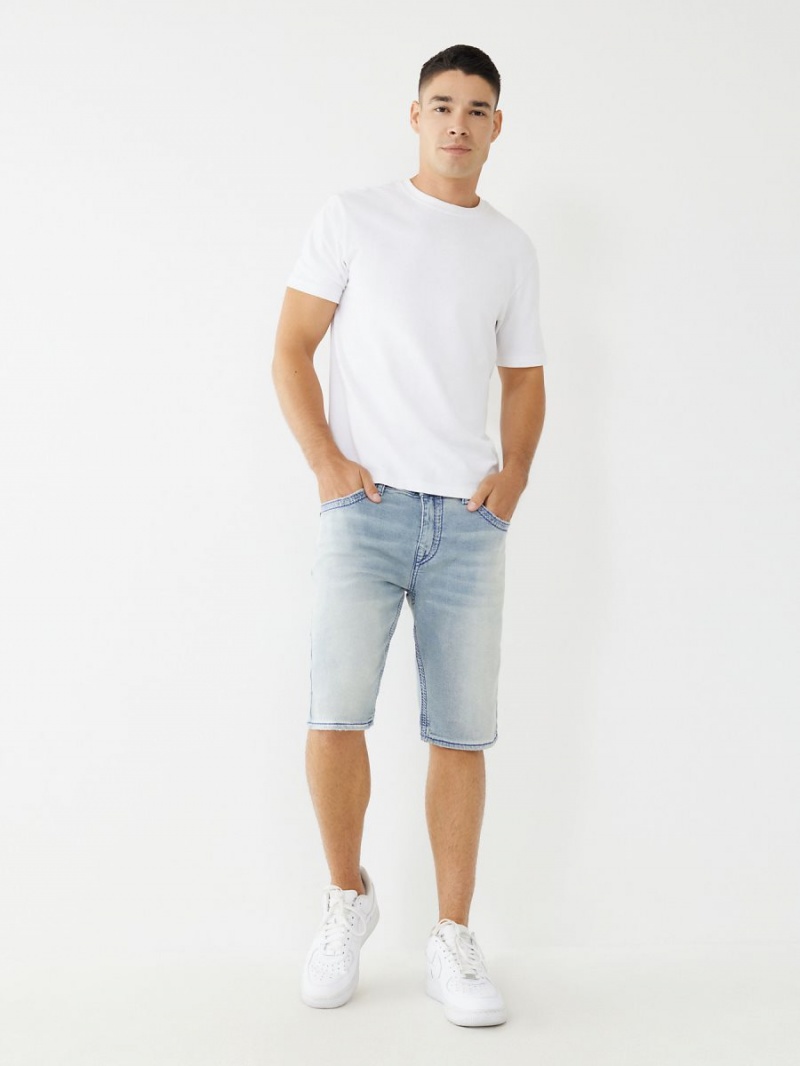 BEACON LIGHT WASH True Religion Rocco Super Q Stitch Skinny Shorts | 7309-NPIMO