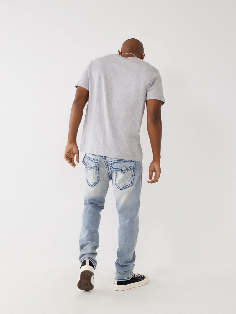 BEACON LIGHT WASH True Religion Rocco Super T Stitch Skinny Jeans | 7124-EYIRB