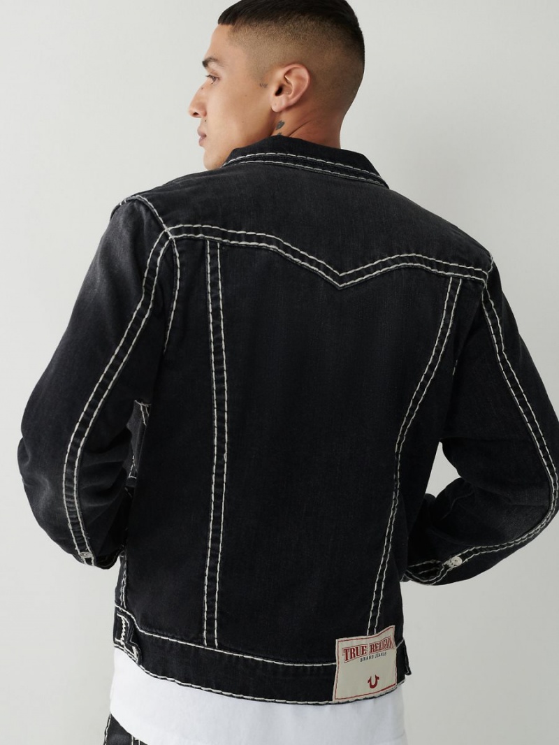 BLACK WASH True Religion Jimmy Super T Stitch Denim Jacket | 2471-ANQWF