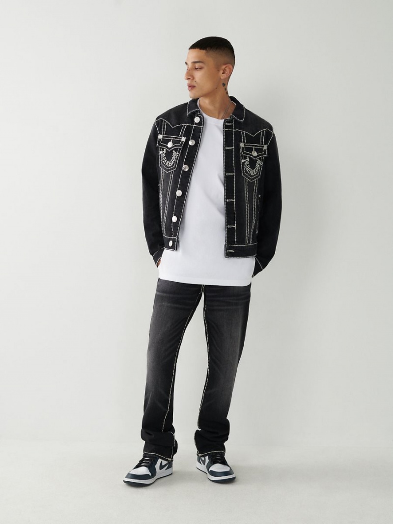 BLACK WASH True Religion Jimmy Super T Stitch Denim Jacket | 2471-ANQWF