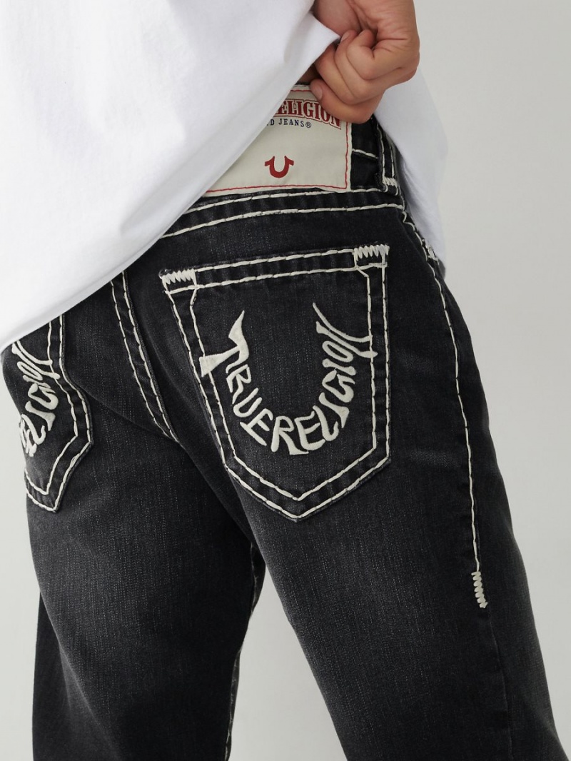 BLACK WASH True Religion Ricky Embroidery Super T Straight Jeans | 7219-CLRMV