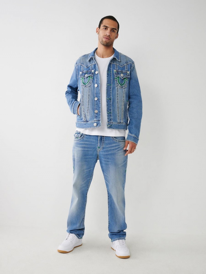 Beach Fire Medium Wash True Religion Jimmy Double Raised Hs Super T Denim Jacket | 5391-RZSJW