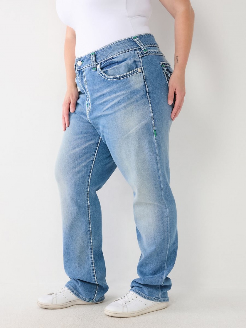 Beach Fire Medium Wash True Religion Plus Ricki Super T Stitch Relaxed Jeans | 9120-YZJDP