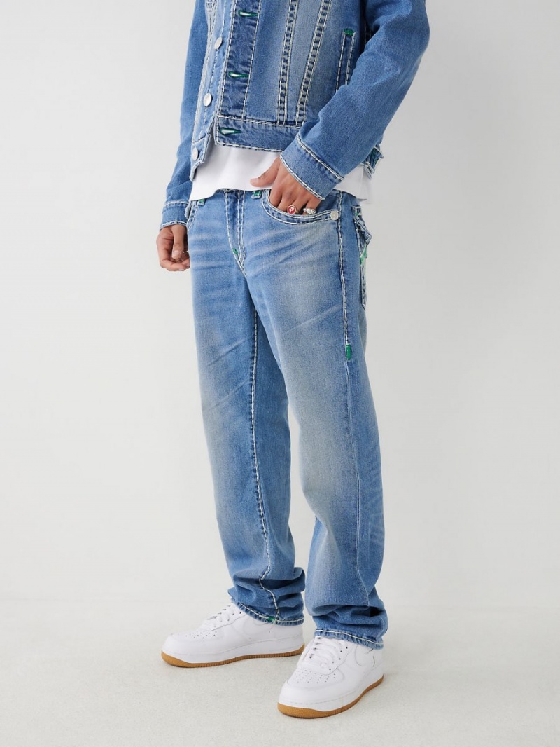 Beach Fire Medium Wash True Religion Ricky Double Raised Hs Super T Straight Jeans | 2913-EIOAN