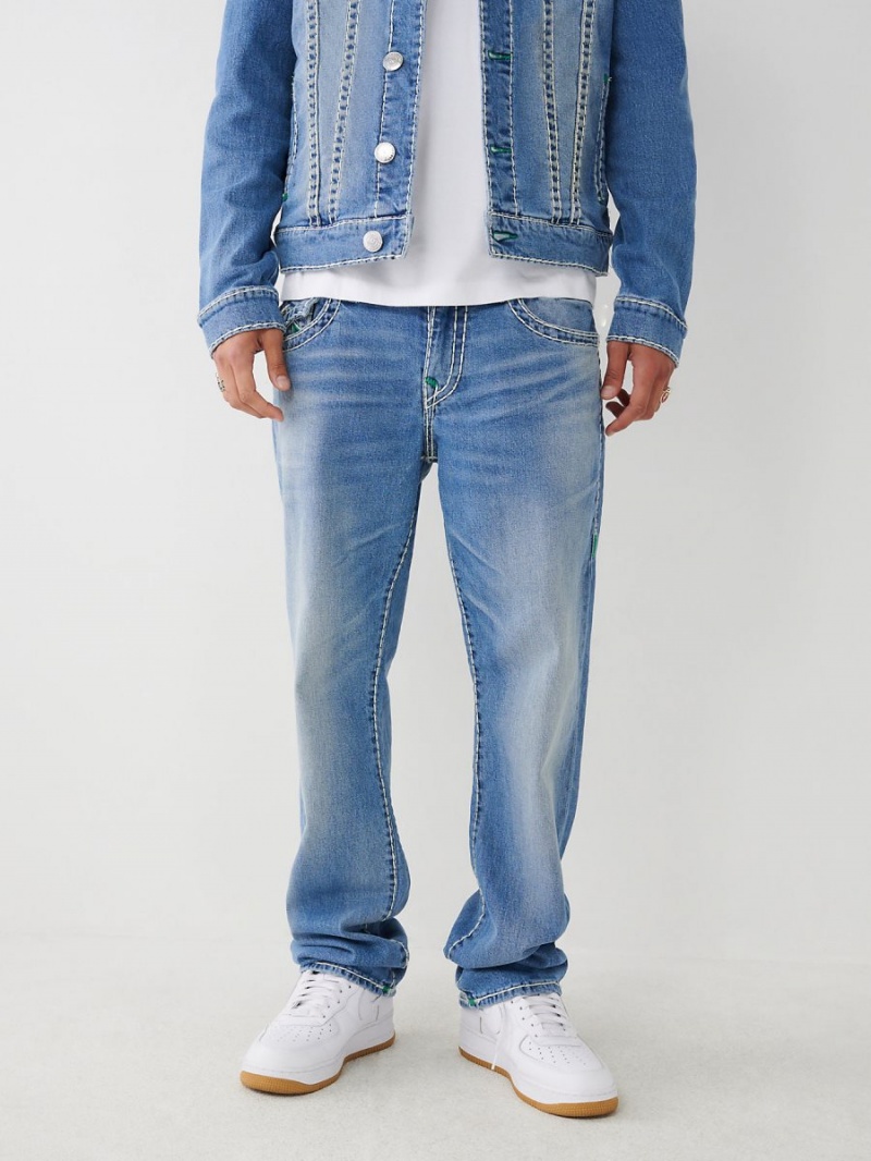 Beach Fire Medium Wash True Religion Ricky Double Raised Hs Super T Straight Jeans | 2913-EIOAN