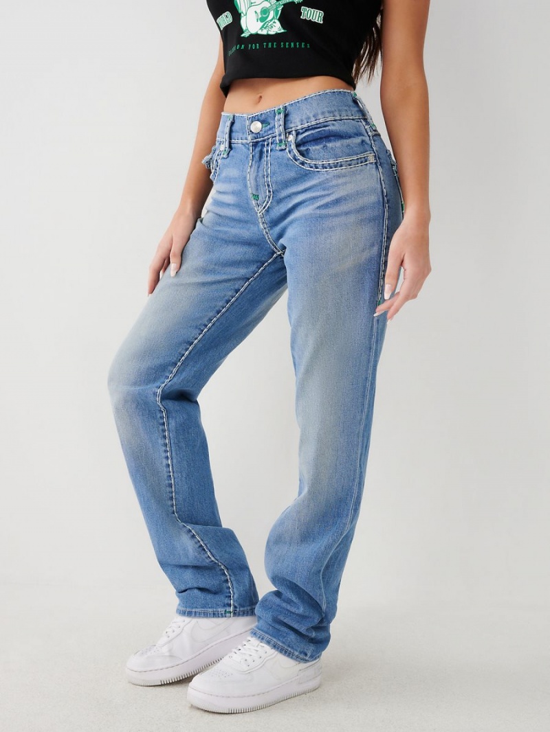 Beach Fire Medium Wash True Religion Ricki Super T Stitch Relaxed Jeans | 7438-DBOLM