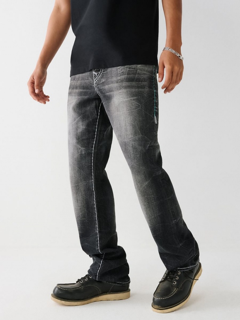 Bearcat Black Wash True Religion Ricky Super T Stitch Straight Jeans | 2607-ZUTCJ