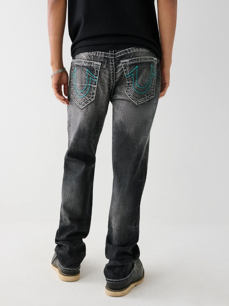 Bearcat Black Wash True Religion Ricky Super T Stitch Straight Jeans | 2607-ZUTCJ