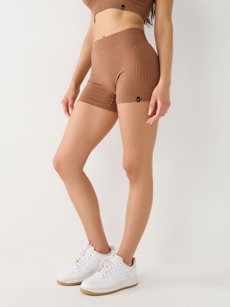 Beige True Religion Seamless Bike Shorts | 7860-LPZNE