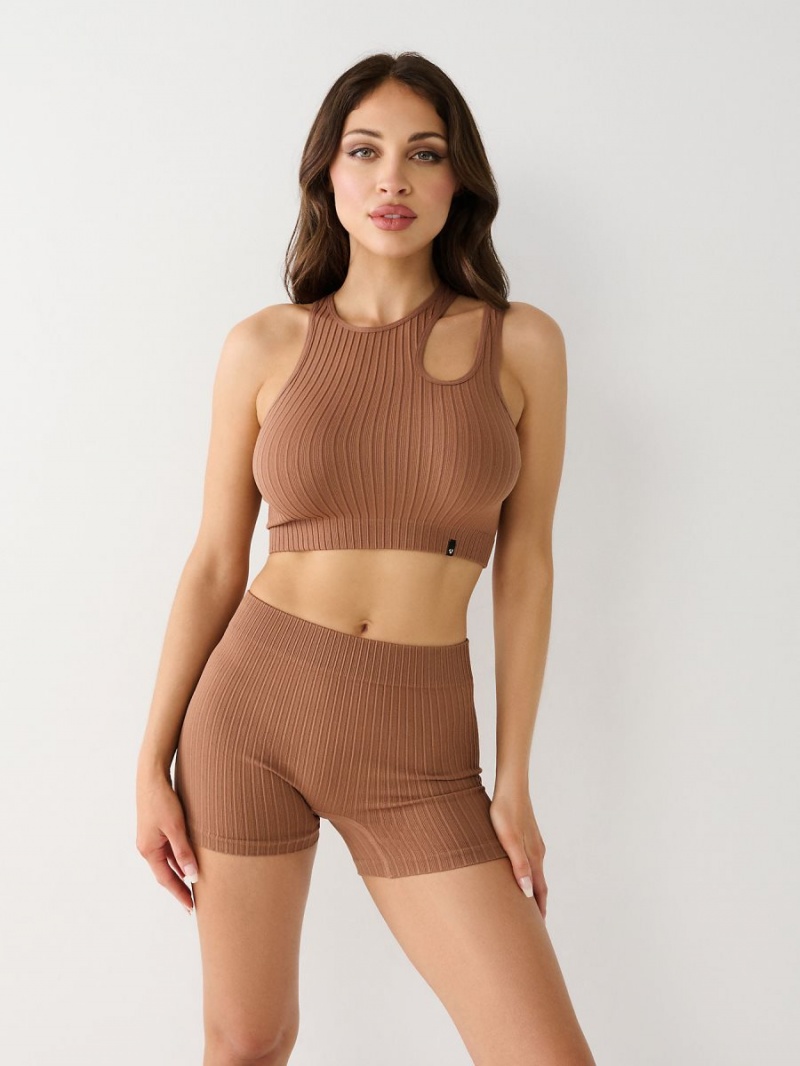 Beige True Religion Seamless Cut Out Top | 1760-GPCTA