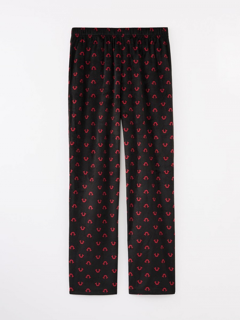 Black/Red True Religion Allover Print Horseshoe Pajama Pants | 2807-ITNZD