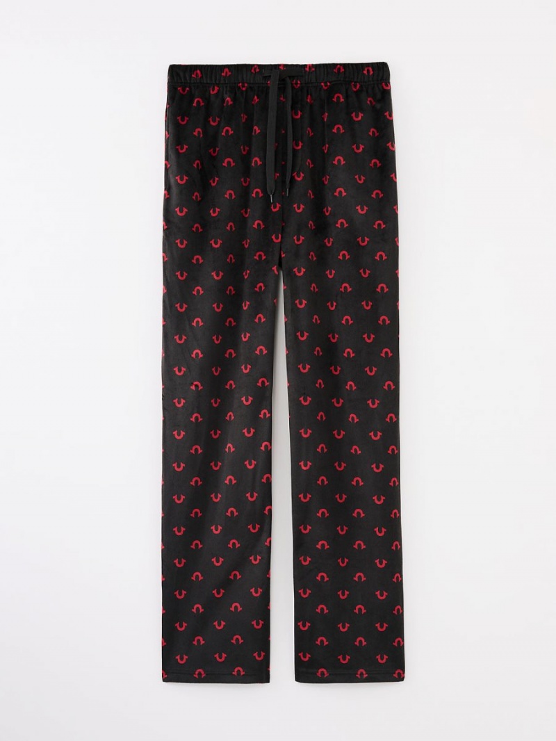 Black/Red True Religion Allover Print Horseshoe Pajama Pants | 2807-ITNZD