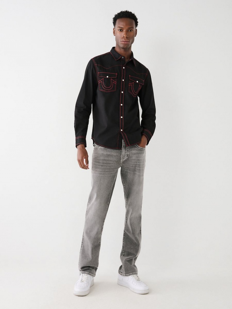 Black/Red True Religion Big T Western Shirts | 9620-FSIVC