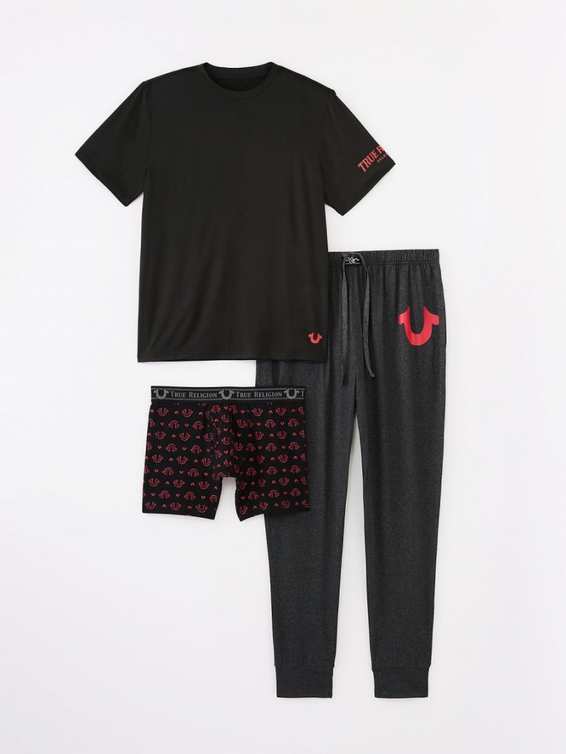 Black/Red True Religion Lounge Set - 3 Piece | 2094-MZDAY