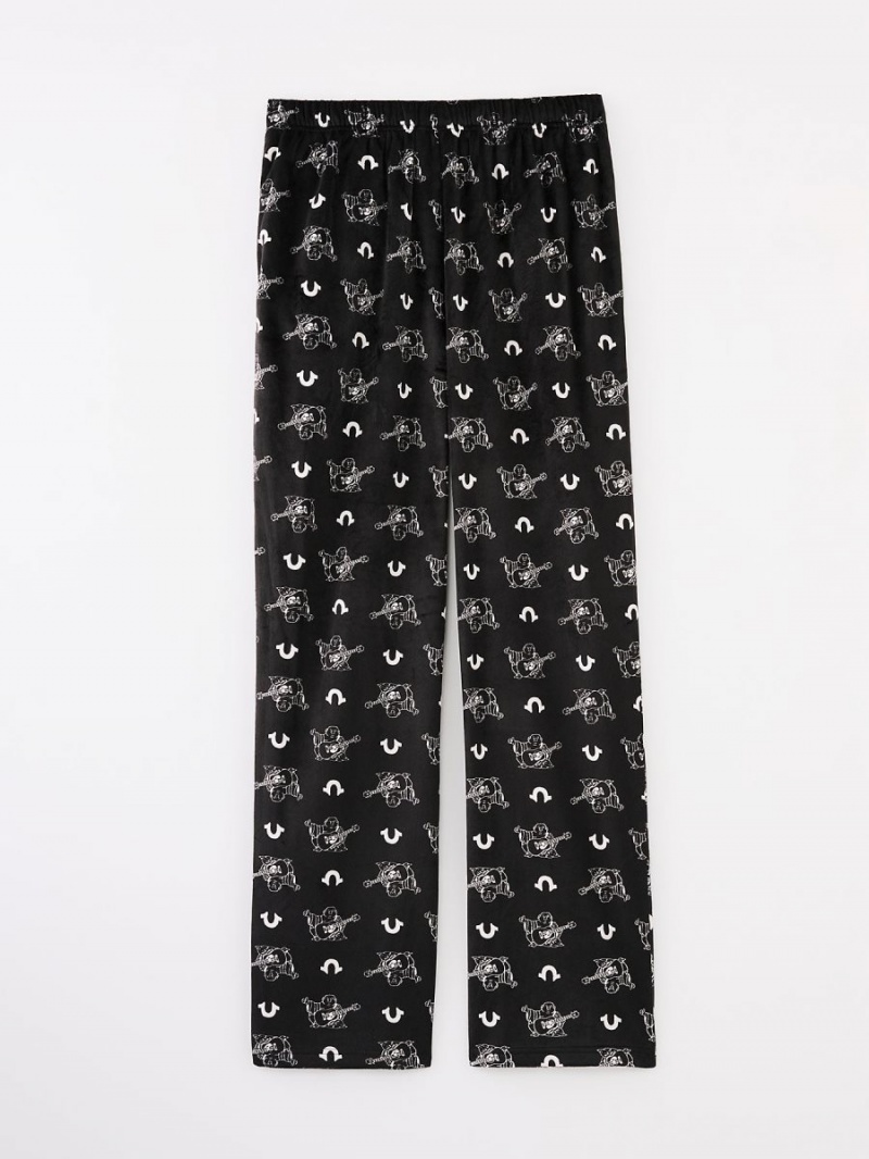 Black/White True Religion Allover Print Buddha Pajama Pants | 4615-ZDVBE