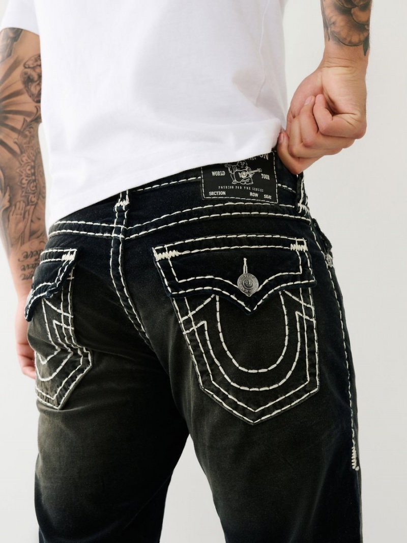 Black Constantine Wash True Religion Velvet Ricky Fadded Straight Pants 34” | 4093-UQCWX