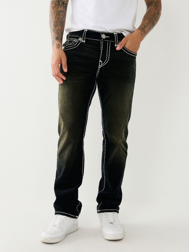 Black Constantine Wash True Religion Velvet Ricky Fadded Straight Pants 34” | 4093-UQCWX