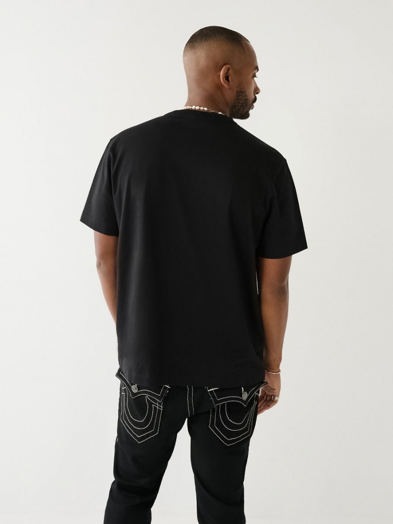 Black True Religion 02 Logo T Shirts | 0426-YGKPV