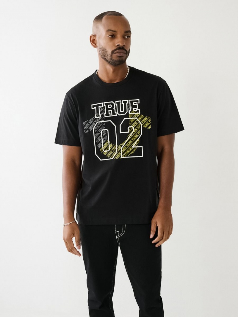 Black True Religion 02 Logo T Shirts | 0426-YGKPV