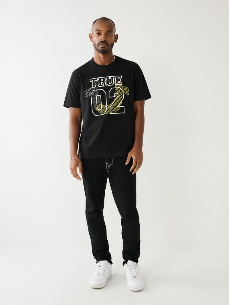 Black True Religion 02 Logo T Shirts | 0426-YGKPV