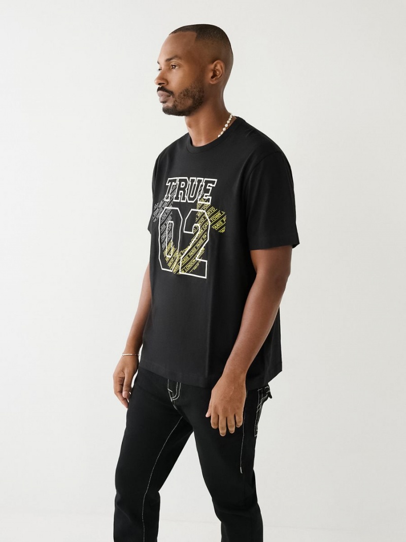 Black True Religion 02 Logo T Shirts | 0426-YGKPV