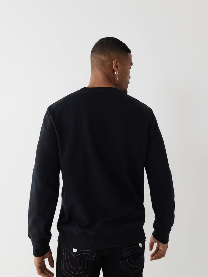 Black True Religion Athletic Crewneck Sweatshirt | 6471-LXSKH