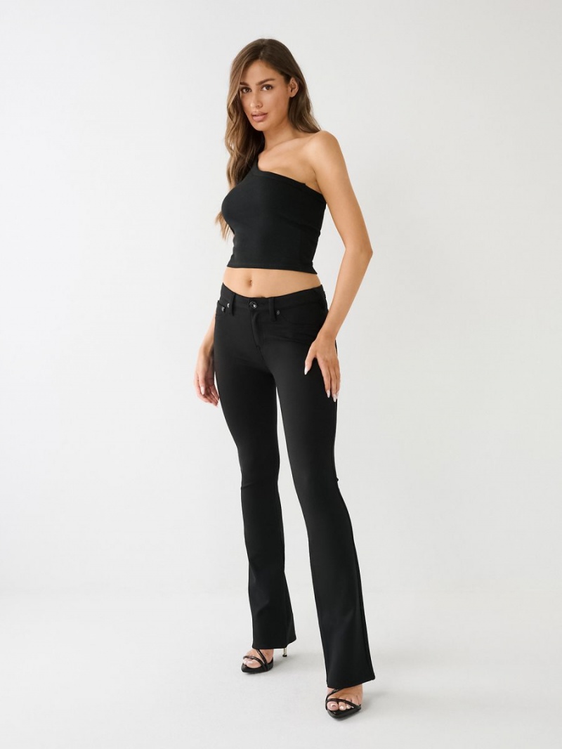 Black True Religion Becca Ponte Mid Rise Curvy Bootcut Pants | 0512-KWVCN