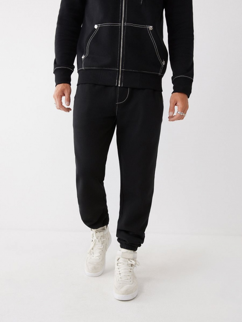 Black True Religion Big T Logo Jogger | 6791-MVSEP