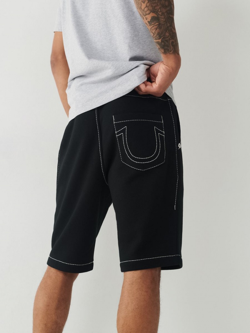 Black True Religion Big T Sweat Shorts | 0479-EBNOV