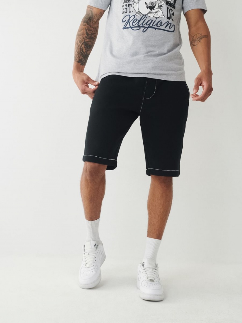 Black True Religion Big T Sweat Shorts | 0479-EBNOV