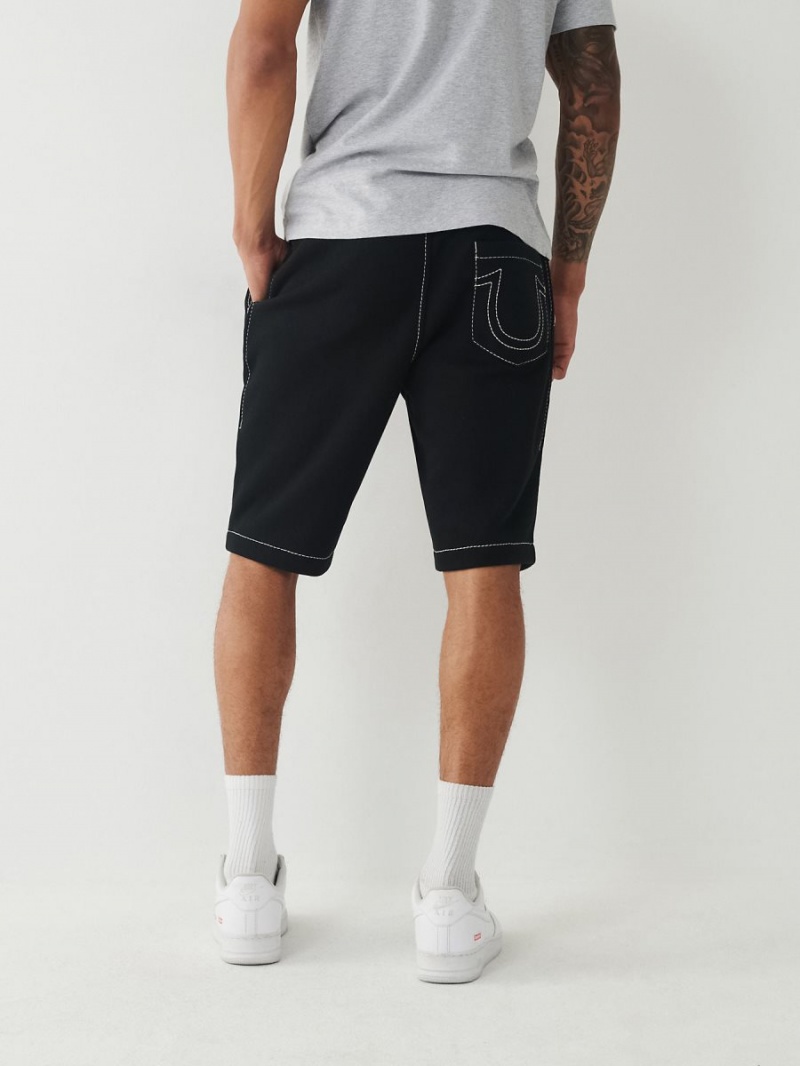 Black True Religion Big T Sweat Shorts | 0479-EBNOV