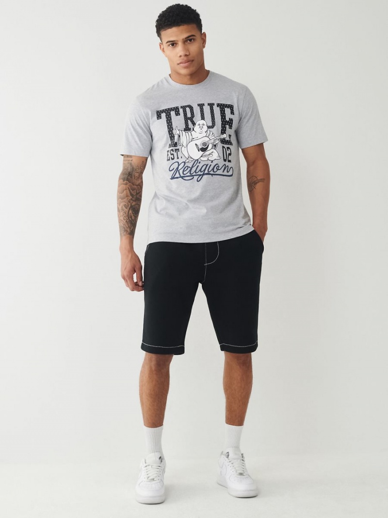 Black True Religion Big T Sweat Shorts | 0479-EBNOV