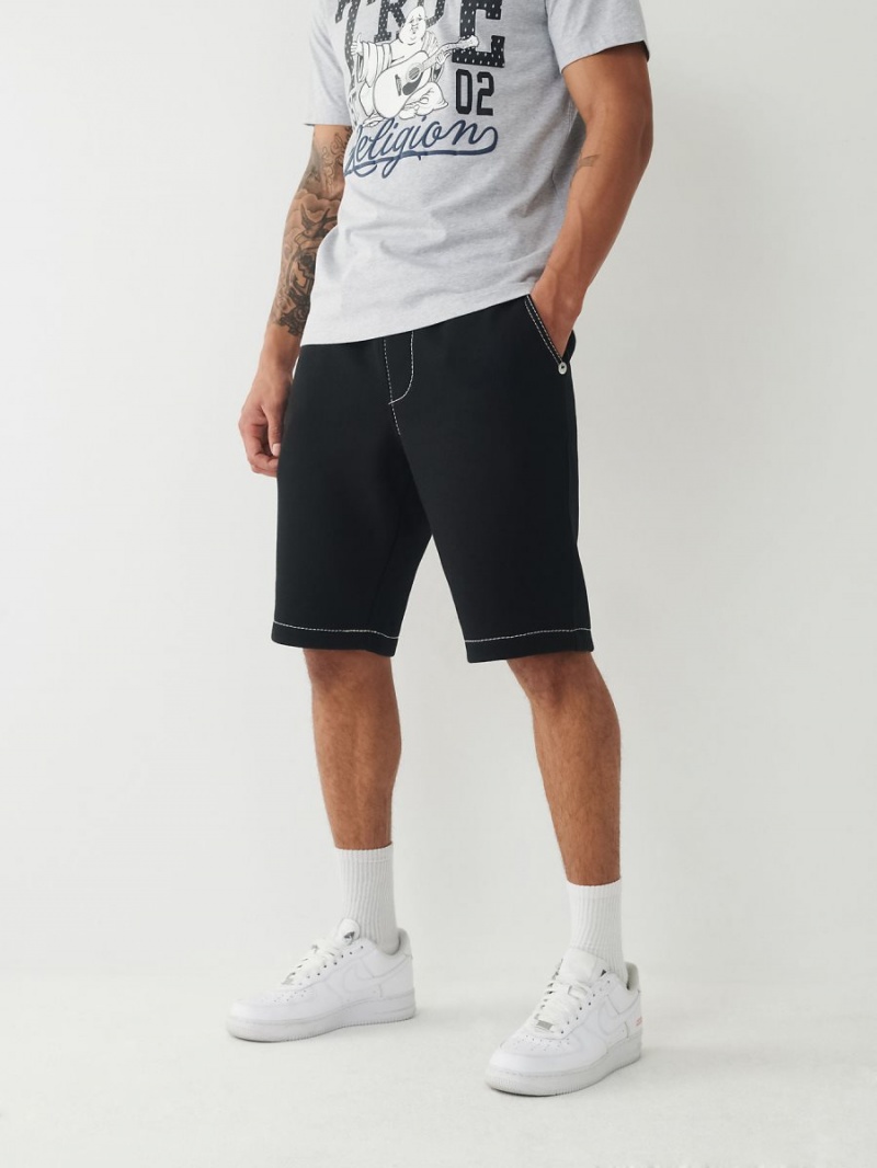 Black True Religion Big T Sweat Shorts | 0479-EBNOV