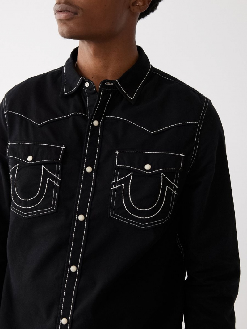 Black True Religion Big T Western Shirts | 2173-NEZKG