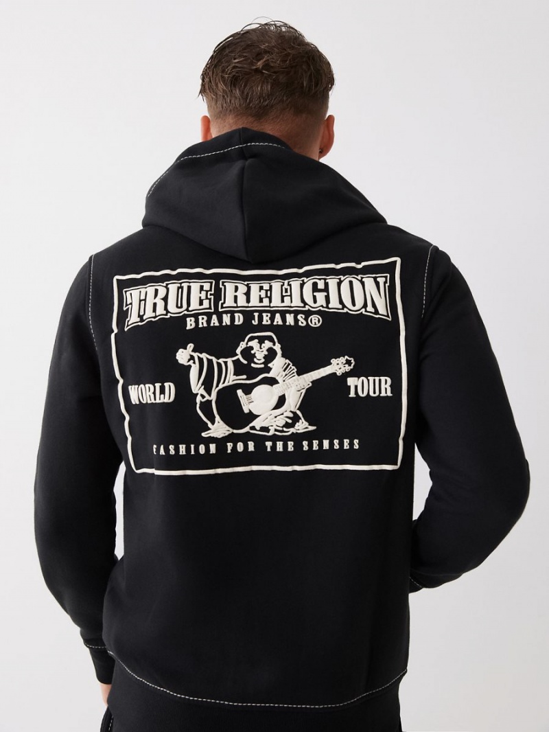 Black True Religion Big T Zip Hoodie | 2354-AHMGY