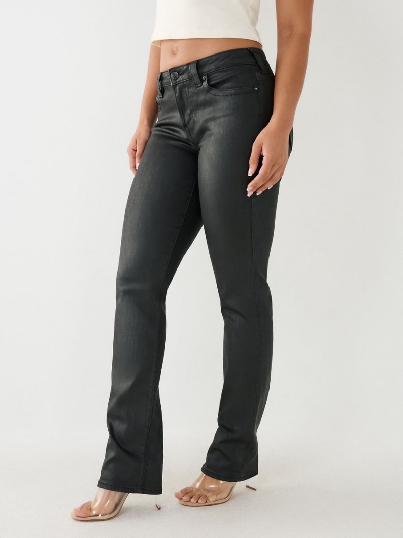 Black True Religion Billie Coated Mid Rise Straight Jeans | 7936-GVNLI