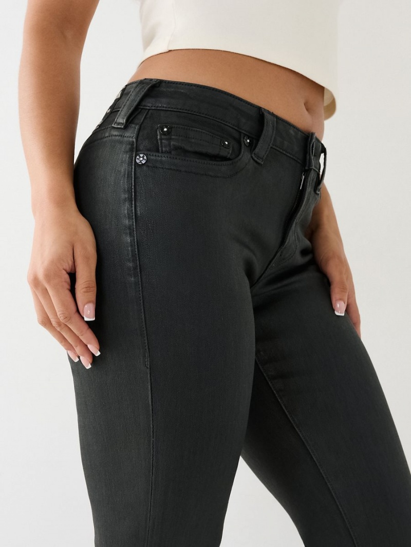 Black True Religion Billie Coated Mid Rise Straight Jeans | 7936-GVNLI