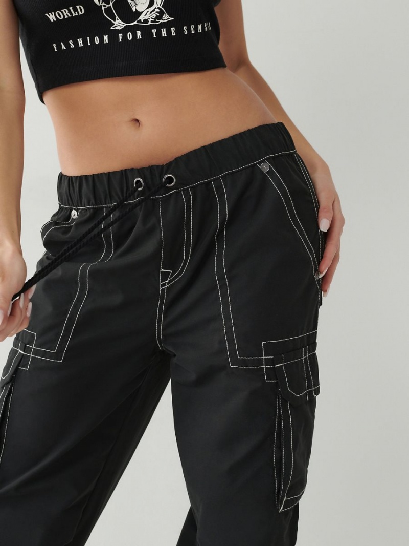 Black True Religion Bobbi Cargo Pants | 3758-DVKSF