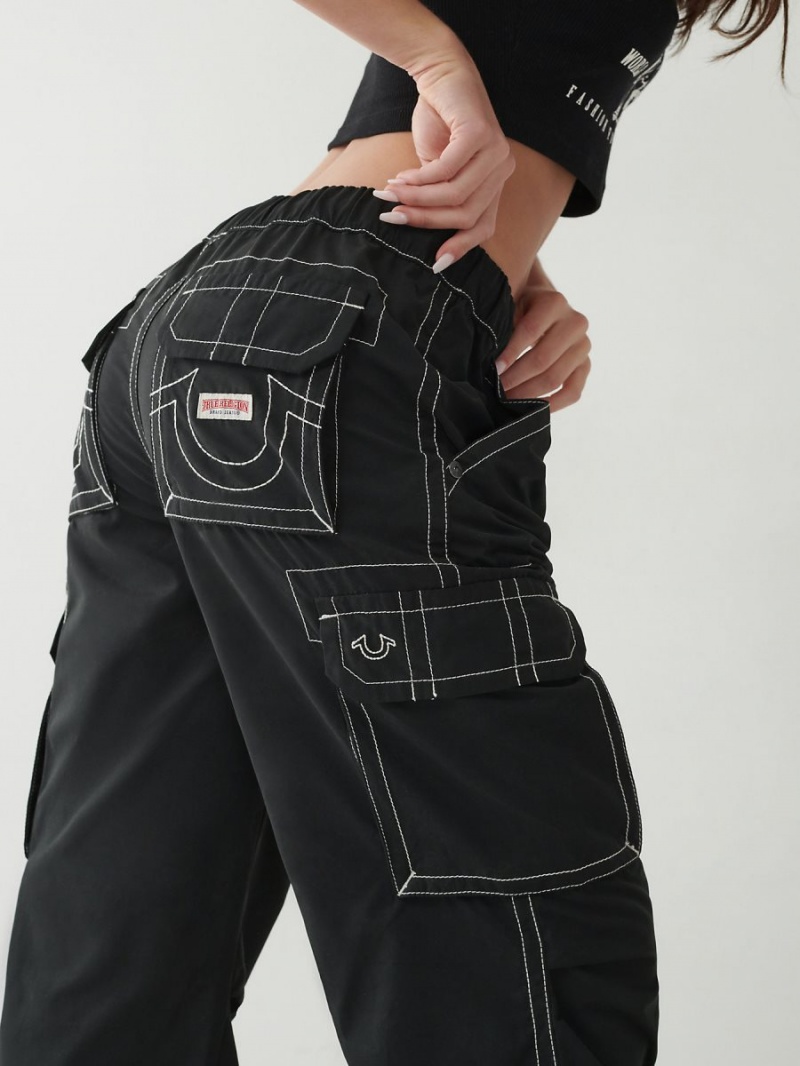 Black True Religion Bobbi Cargo Pants | 3758-DVKSF