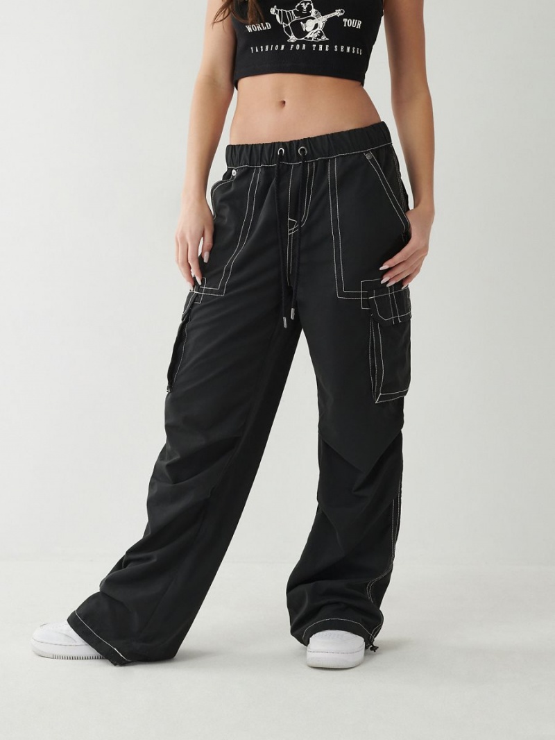 Black True Religion Bobbi Cargo Pants | 3758-DVKSF