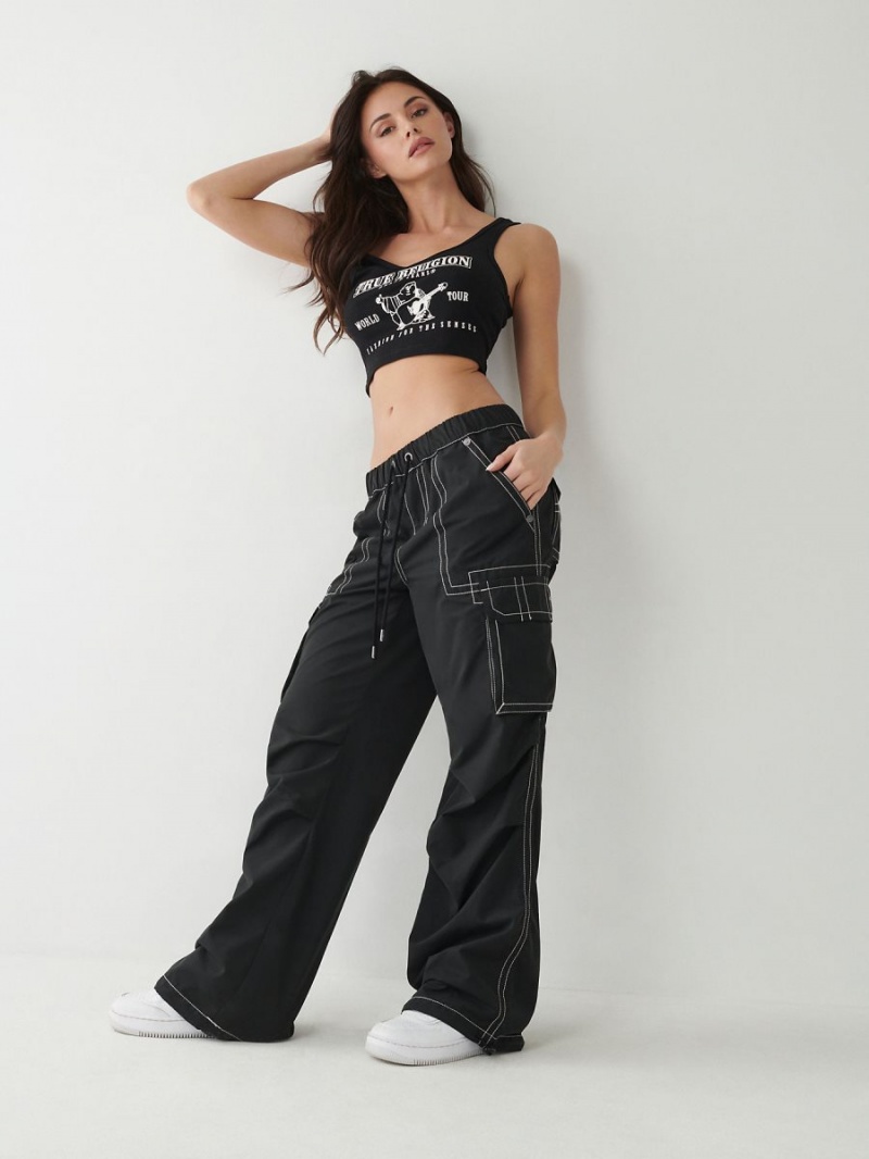 Black True Religion Bobbi Cargo Pants | 3758-DVKSF