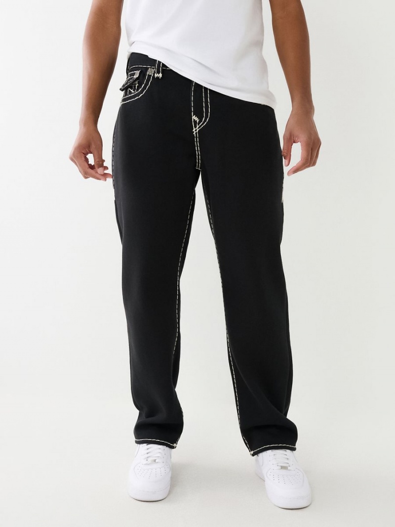 Black True Religion Bobby Baggy Fleece Super T Pants | 1536-MBTWN