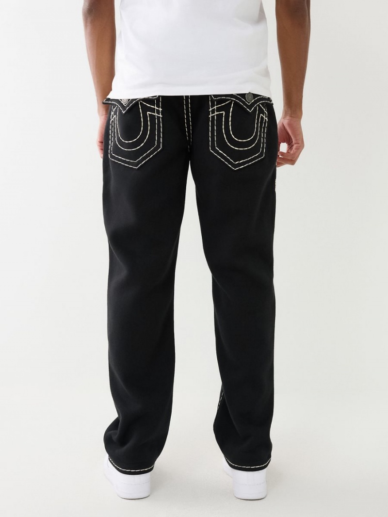 Black True Religion Bobby Baggy Fleece Super T Pants | 1536-MBTWN