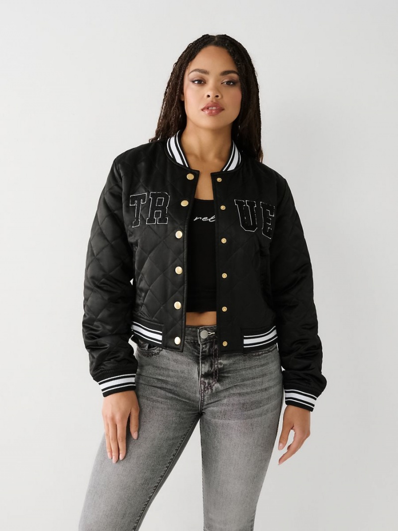 Black True Religion Bomber Jacket | 0495-VWRGZ