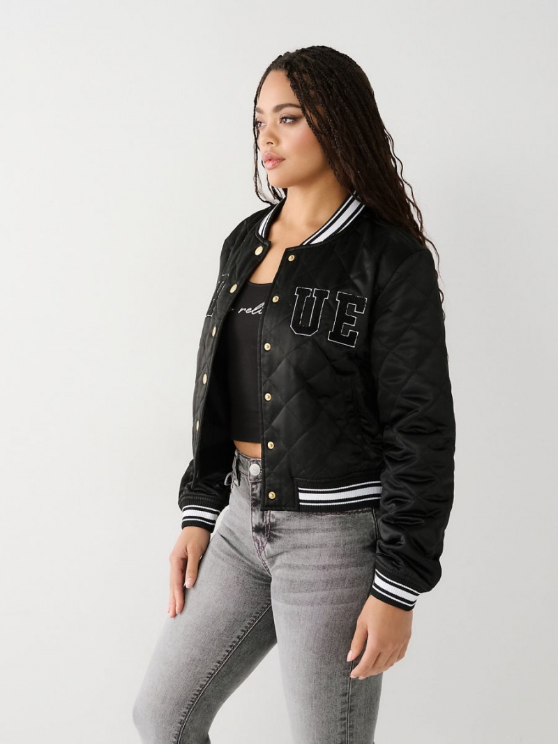 Black True Religion Bomber Jacket | 0495-VWRGZ