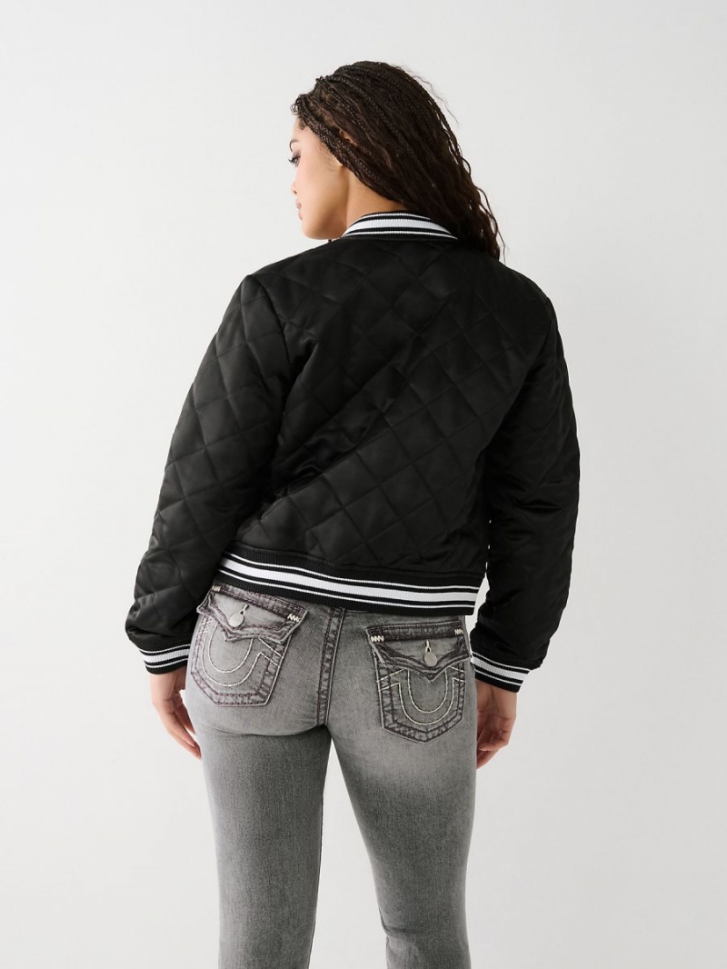 Black True Religion Bomber Jacket | 0495-VWRGZ