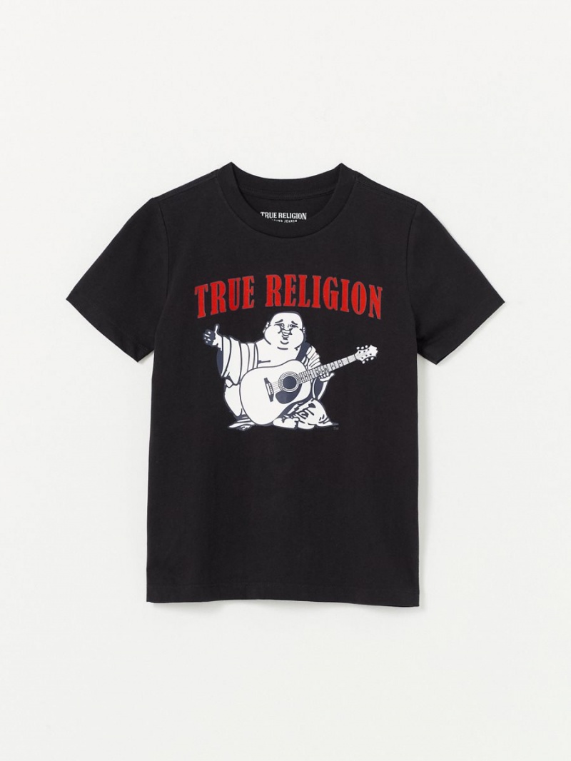 Black True Religion Boys Buddha Logo T Shirts | 9561-SLTYN