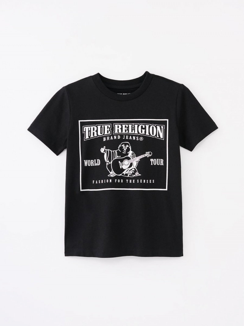 Black True Religion Boys Buddha T Shirts | 6031-IHMVT