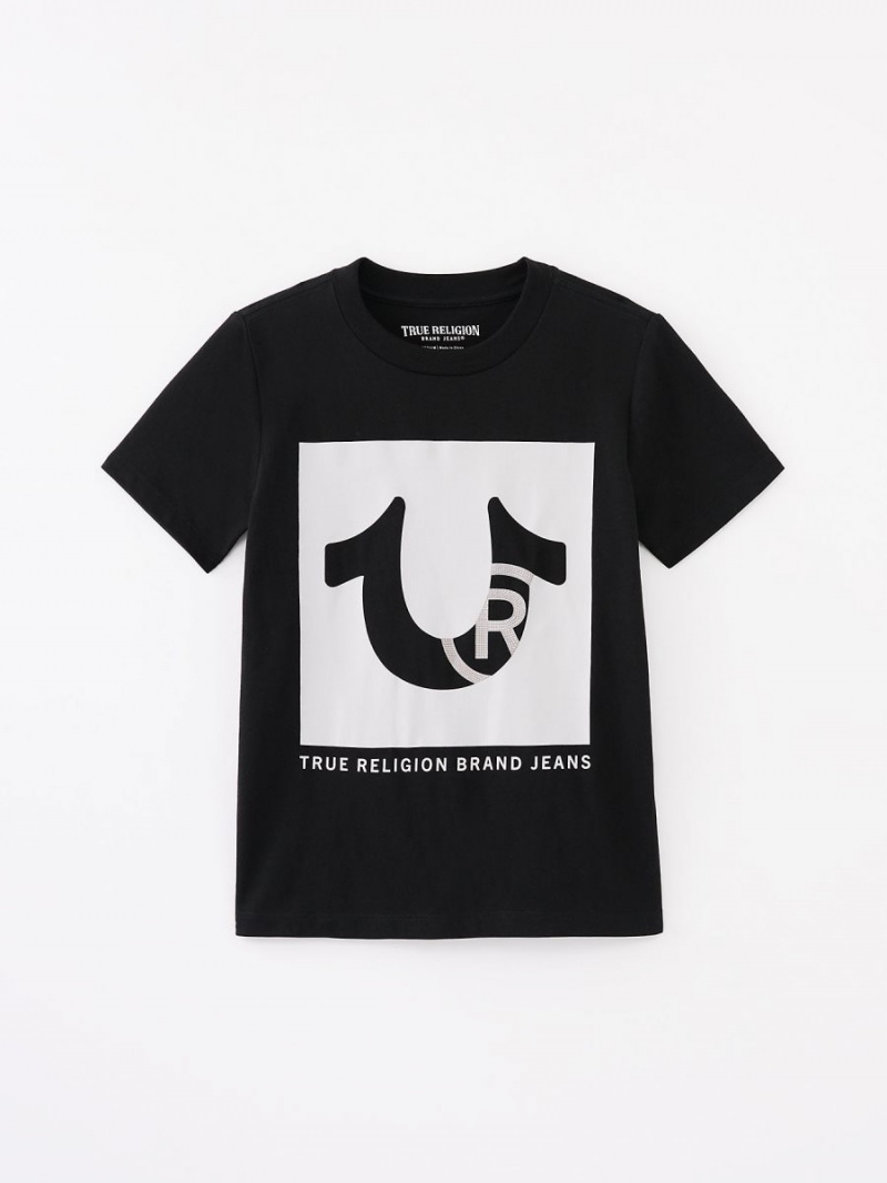 Black True Religion Boys Logo T Shirts | 7460-FBZOU