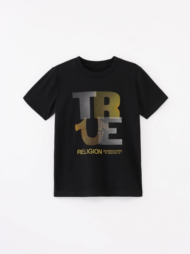 Black True Religion Boys Logo T Shirts | 5341-VPUIJ